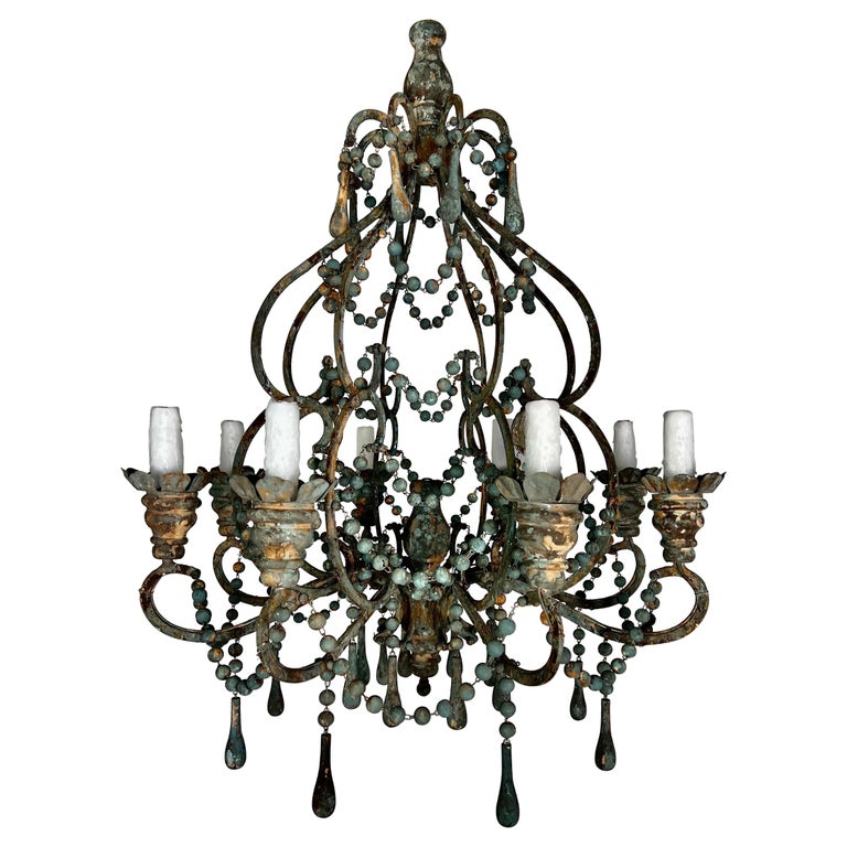 Amalfi Wood and Iron Chandelier with Wood Drops By Miamar Home