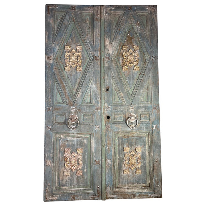 Pair of Italian Painted & Parcel Gilt Doors C. 1900