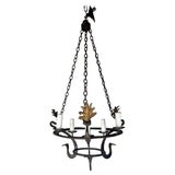 Six Light Spanish Wrought Iron Chandelier