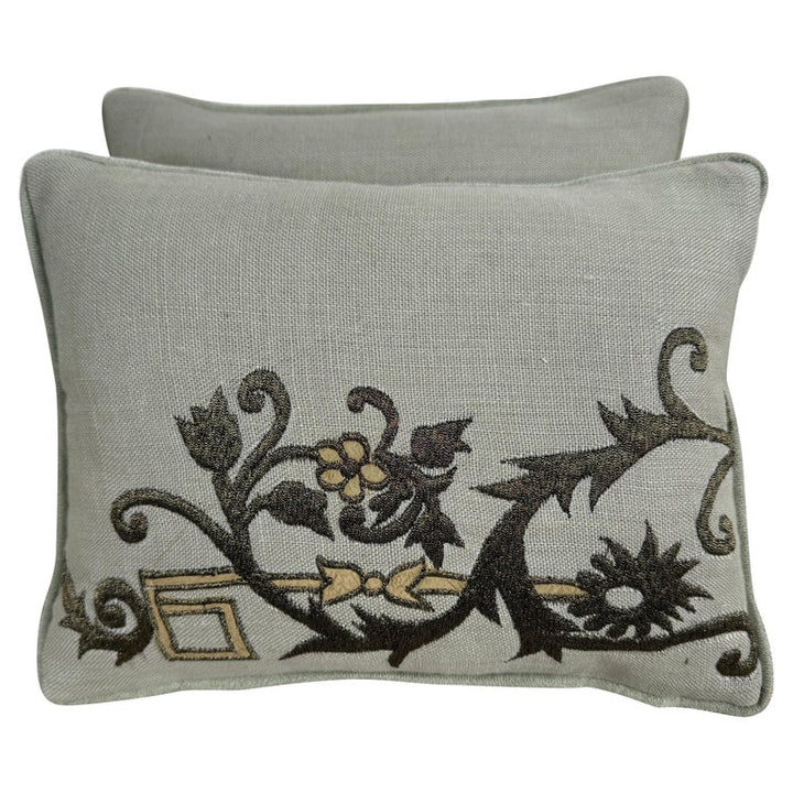 Pair of Linen Embroidered Pillows