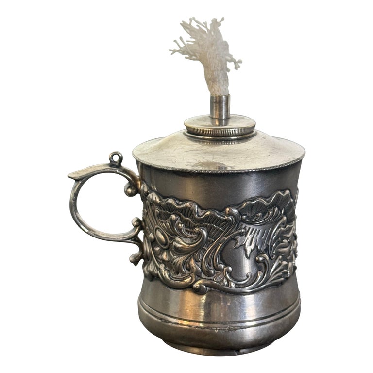 Victorian Silver Plated Oil Lamp by Derby Silver Company Melissa