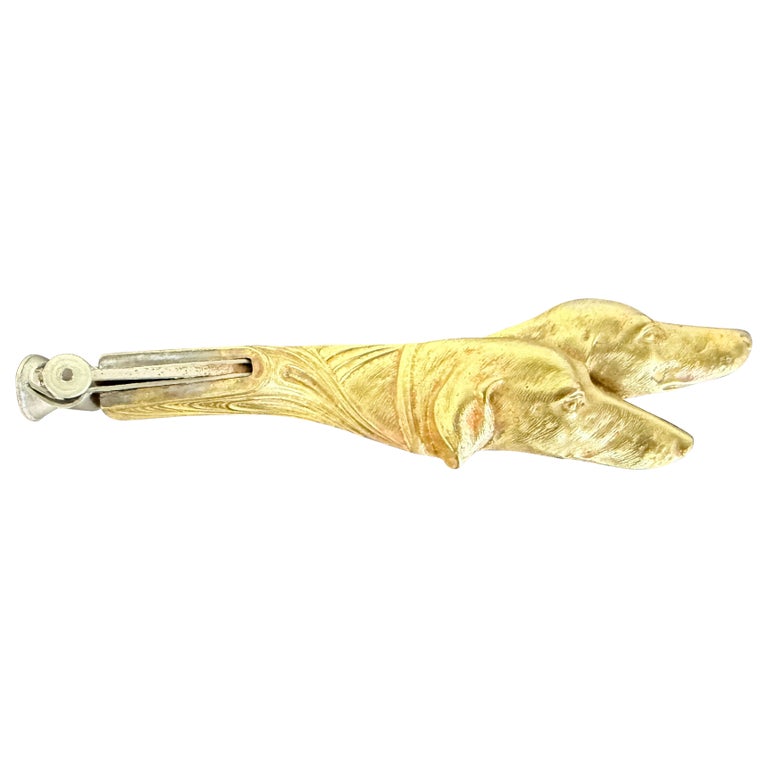 Antique Brass Cigar Cutter w/ Hounds