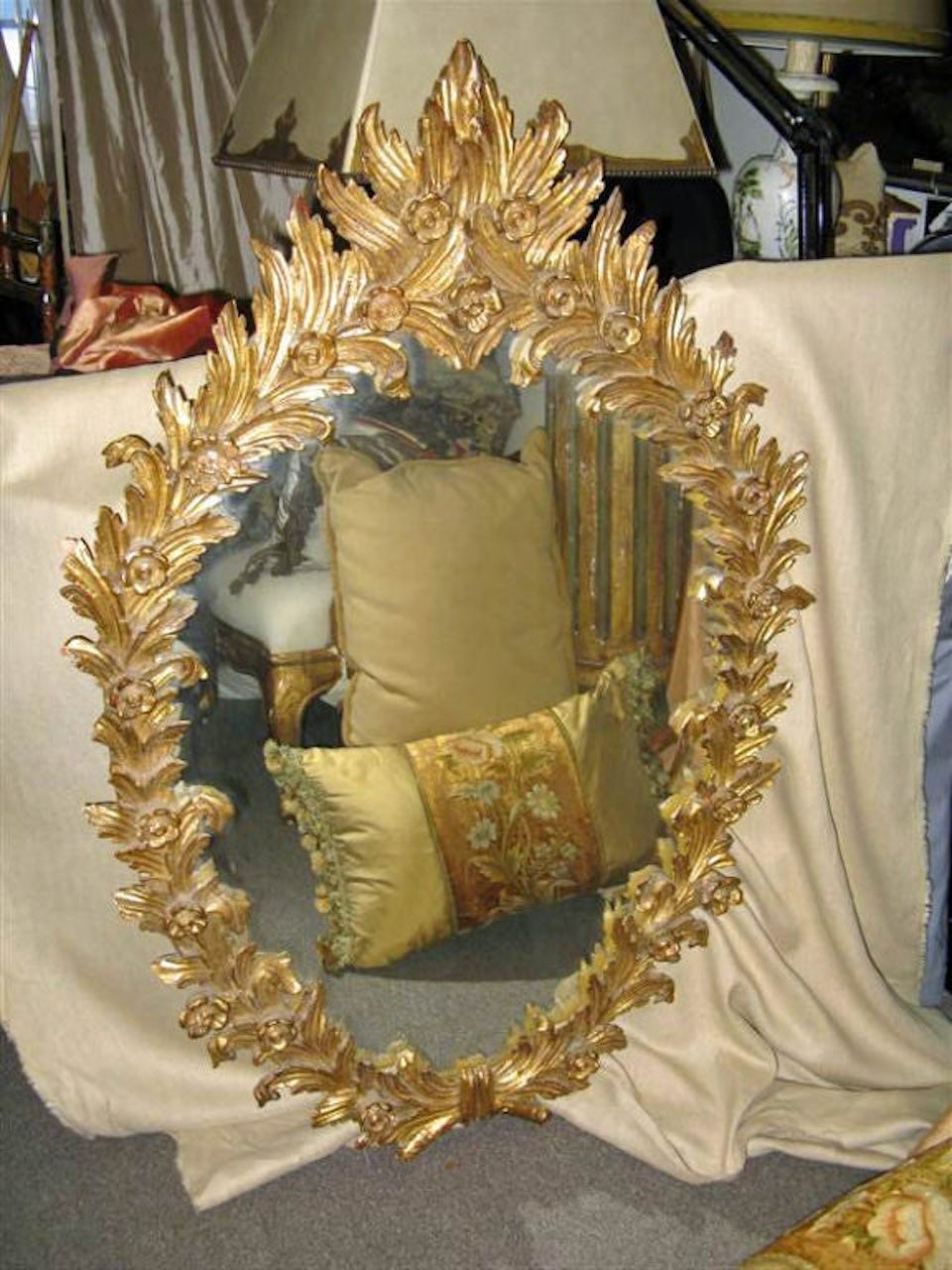Unique Italian Carved Giltwood Mirror