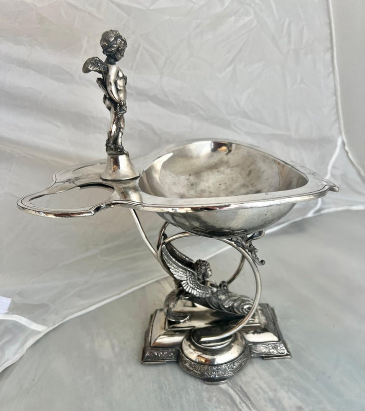 Ornate Wilcox Silverplate Serving Dish w/ Angels