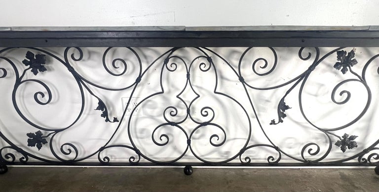 Spanish Wrought Iron Console w/ Sectioned Slated Top C. 1920