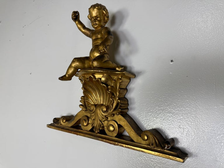 19th C. Giltwood Cherub Fragment