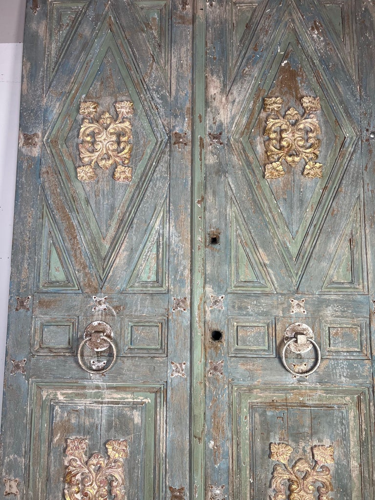 Pair of Italian Painted & Parcel Gilt Doors C. 1900