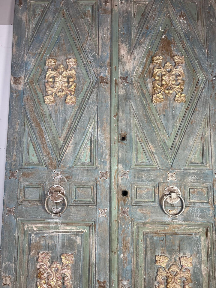 Pair of Italian Painted & Parcel Gilt Doors C. 1900