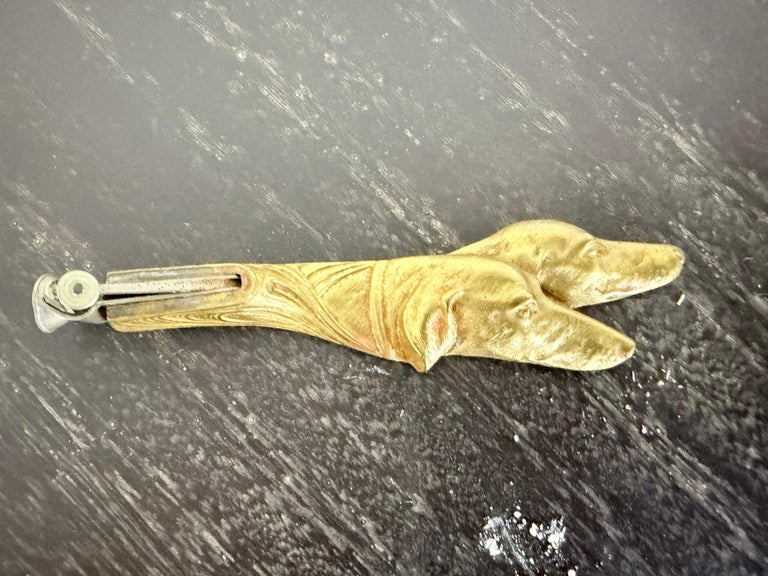 Antique Brass Cigar Cutter w/ Hounds