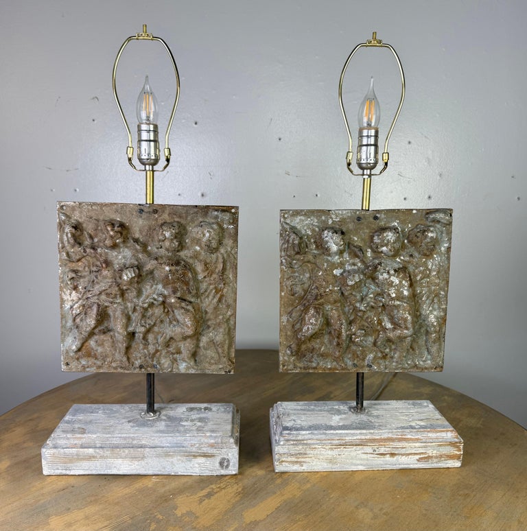 Pair of Italian Cast Metal Figural Lamps