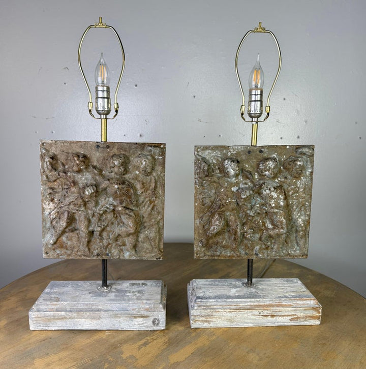 Pair of Italian Cast Metal Figural Lamps