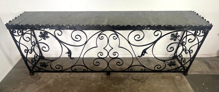 Spanish Wrought Iron Console w/ Sectioned Slated Top C. 1920