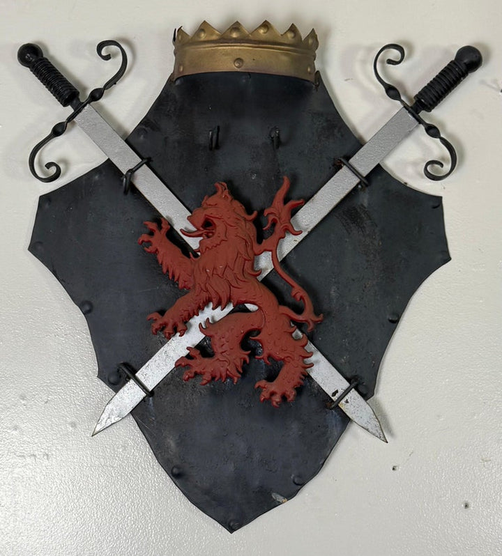 Pair of Vintage Iron Heraldic Wall Plaques