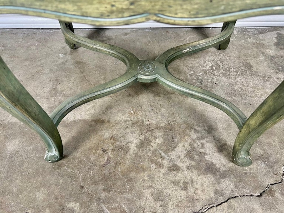Pair of French Painted Cane Seat Armchairs with Cushions