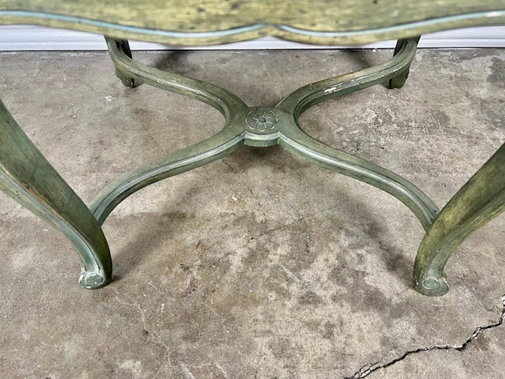 Pair of French Painted Cane Seat Armchairs with Cushions