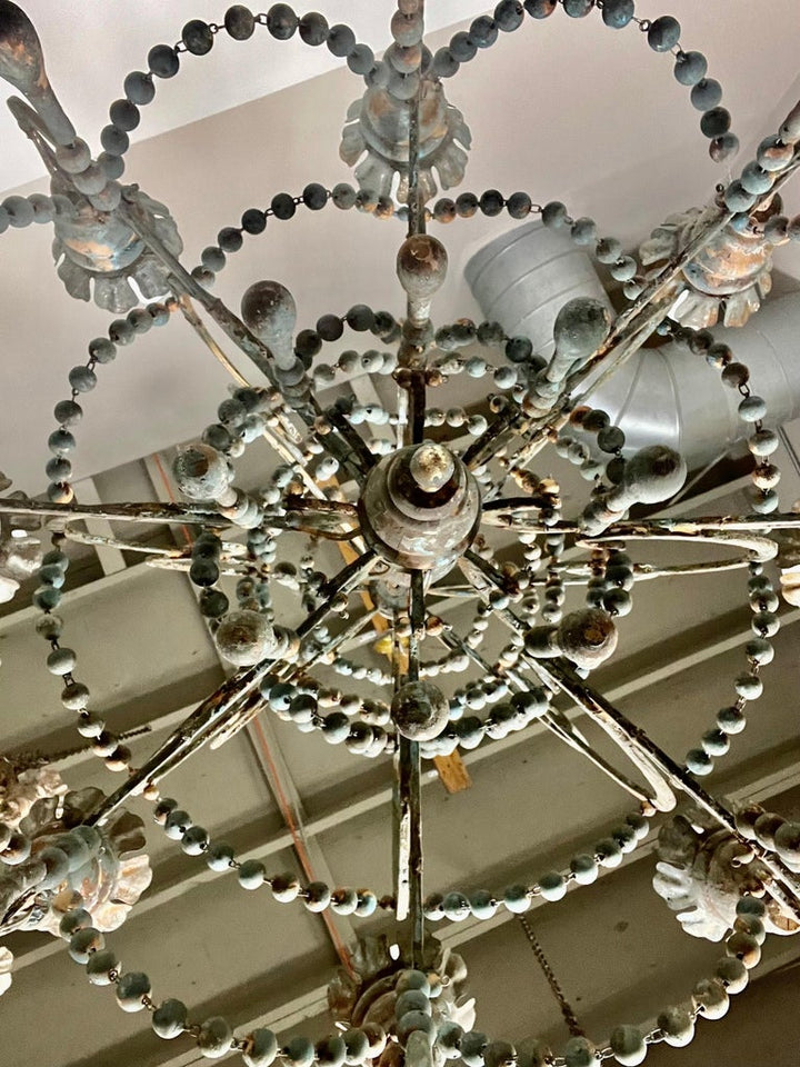 Amalfi Wood and Iron Chandelier with Wood Drops By Miamar Home
