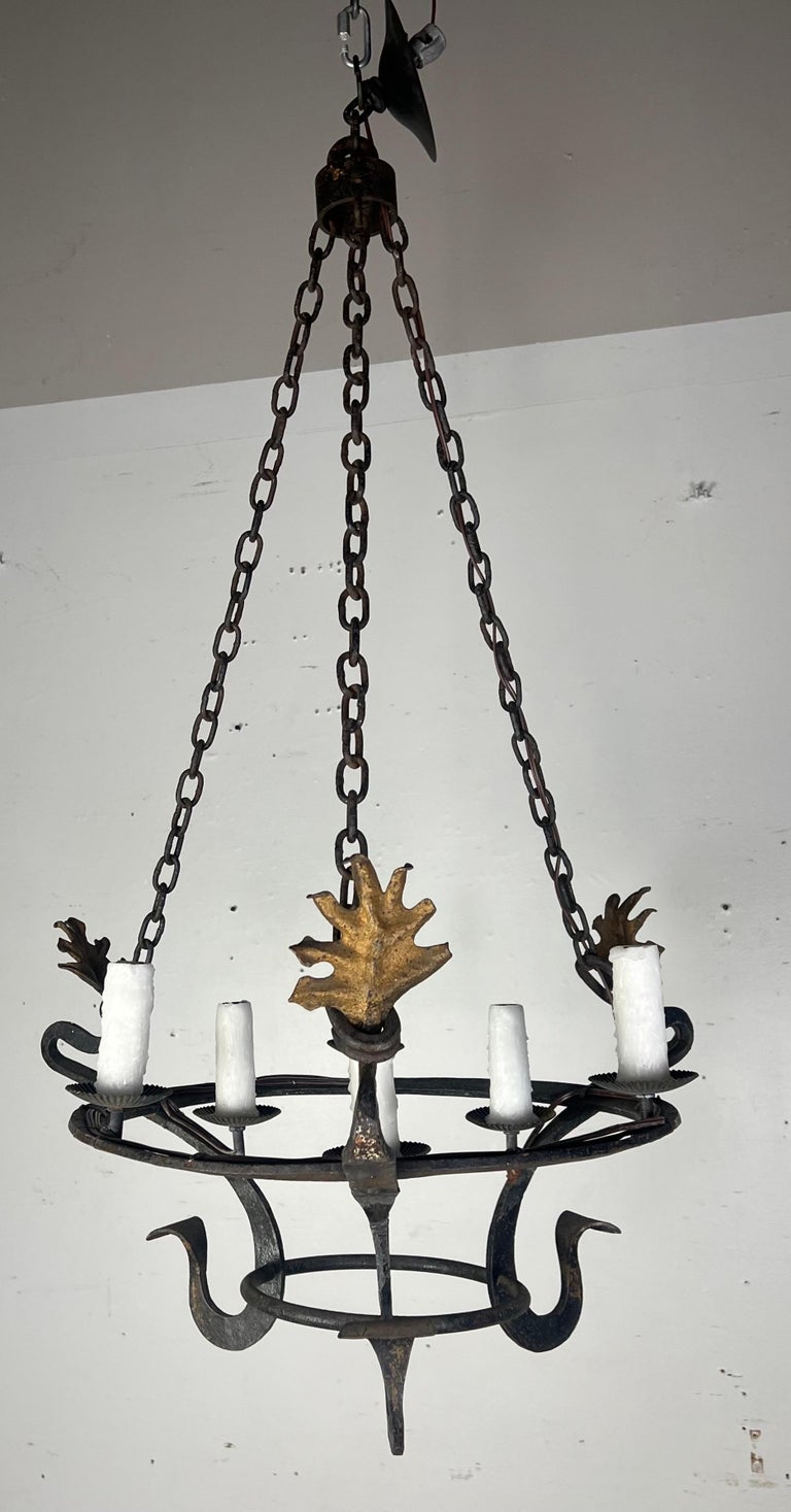 Six Light Spanish Wrought Iron Chandelier