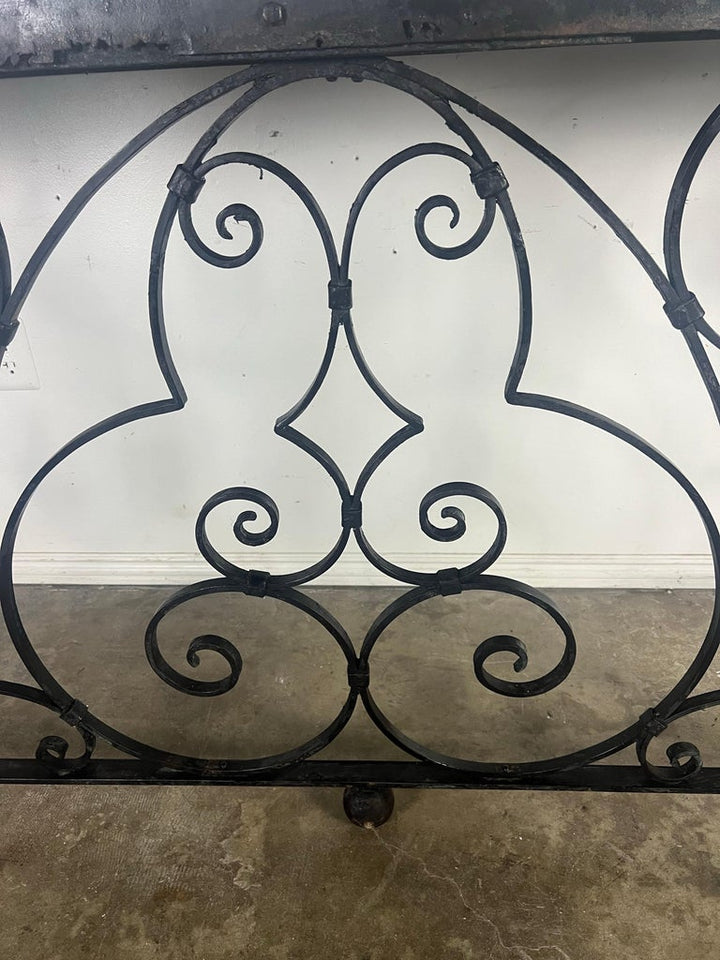 Spanish Wrought Iron Console w/ Sectioned Slated Top C. 1920