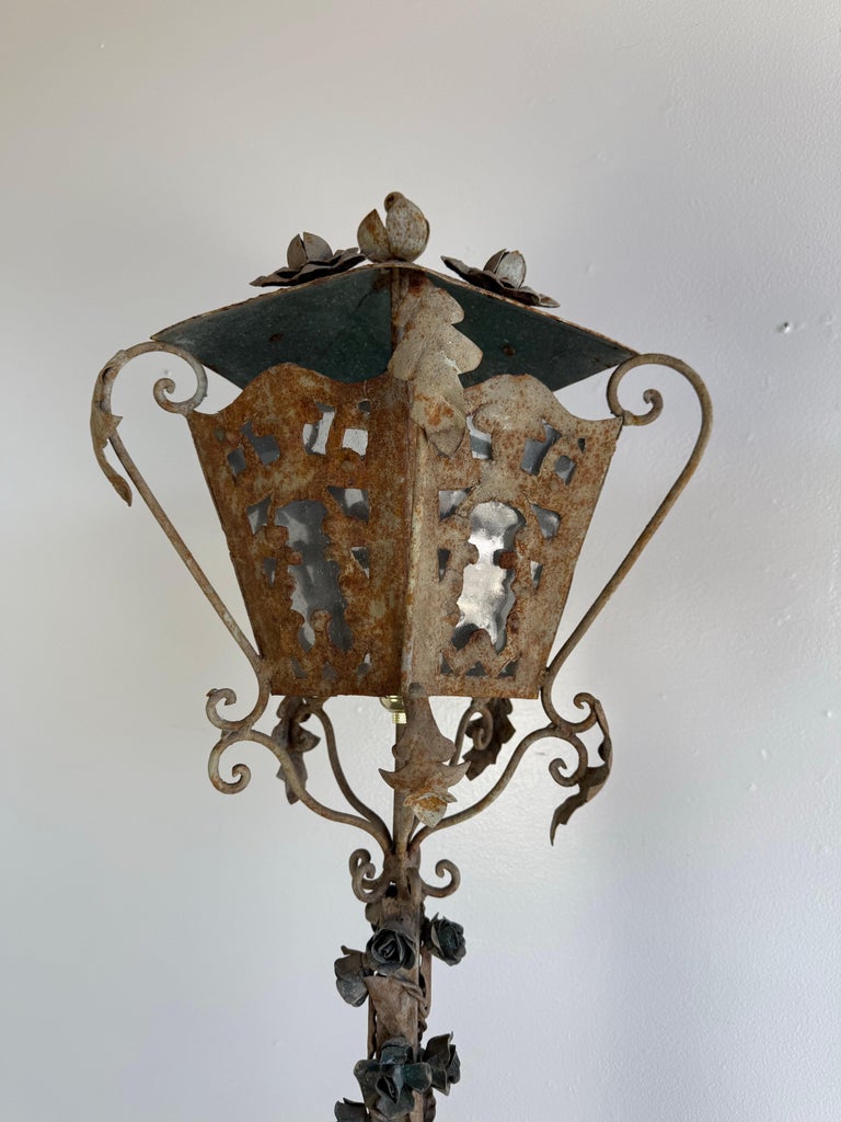 Pair of French Wrought Iron Standing Lanterns