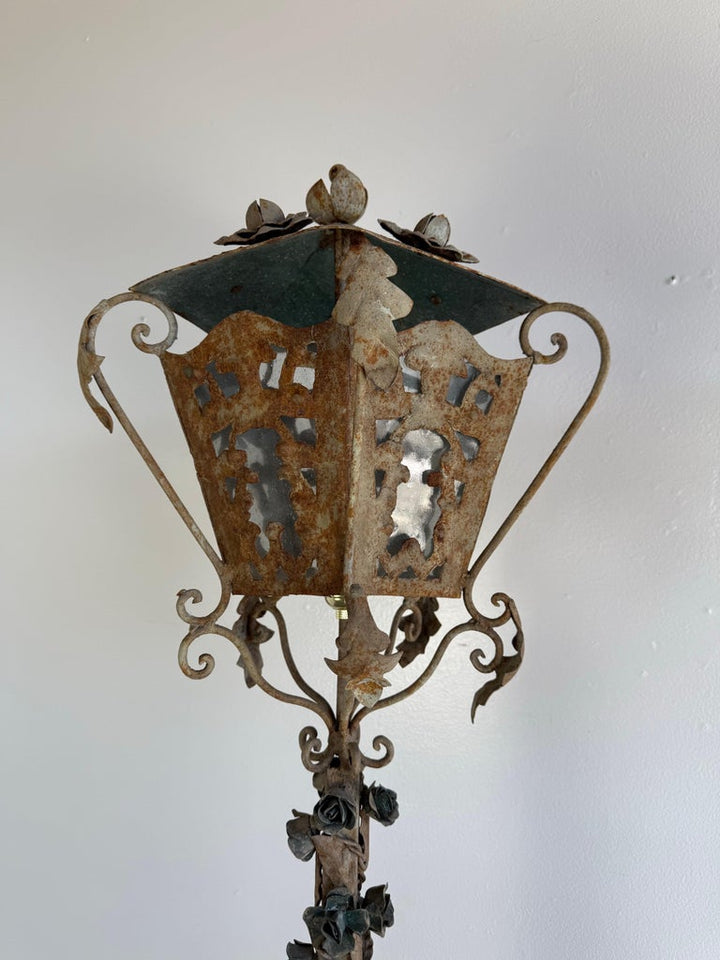 Pair of French Wrought Iron Standing Lanterns