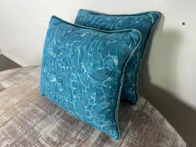 Pair of Custom Blue Fortuny Style Pillows