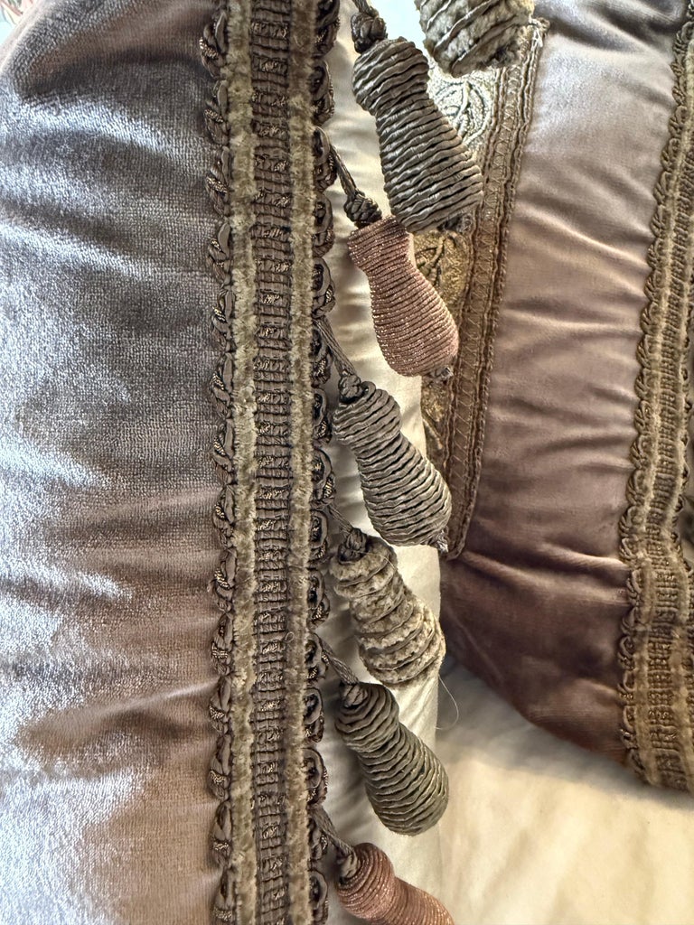 Antique Metallic Embroidered Textile Pillows