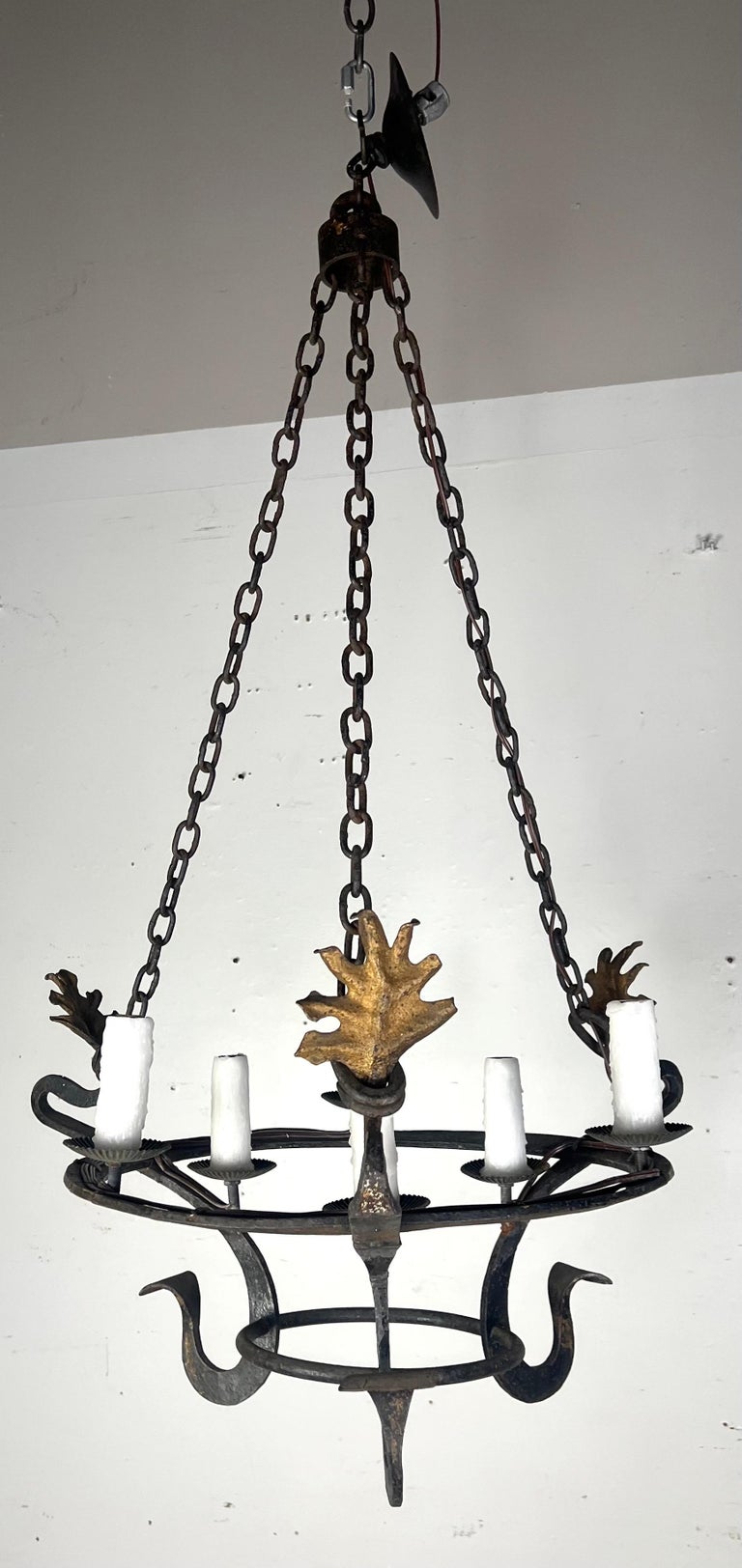 Six Light Spanish Wrought Iron Chandelier