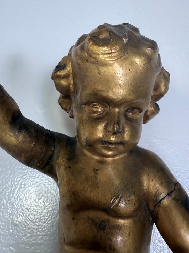 19th C. Giltwood Cherub Fragment