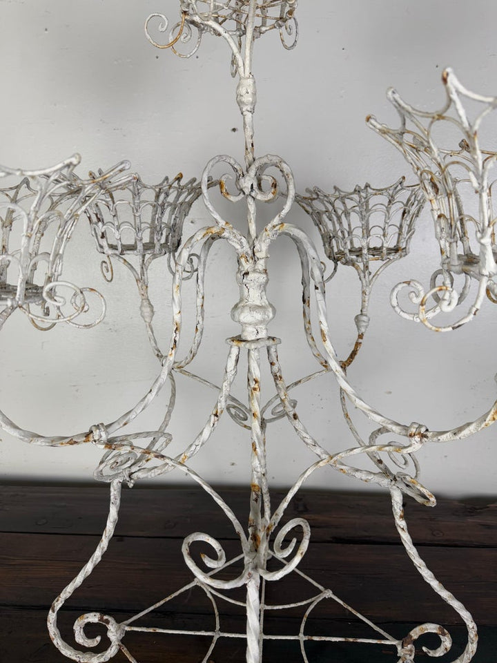 French White Painted (5) Pot Metal Planter C 1930