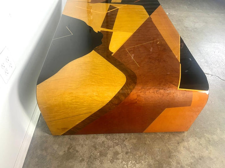 Mid-Century Geometric Lacquered Waterfall Shaped Table