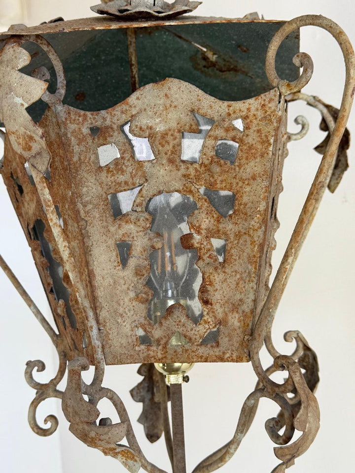 Pair of French Wrought Iron Standing Lanterns
