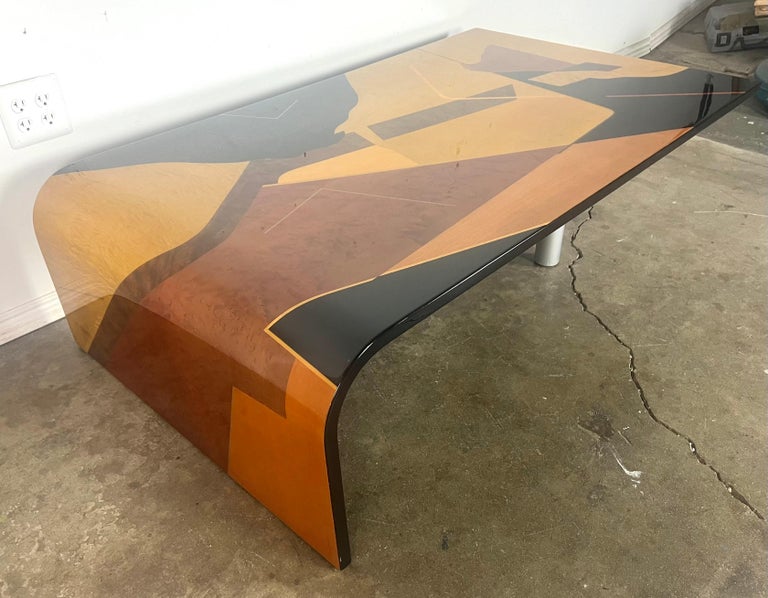 Mid-Century Geometric Lacquered Waterfall Shaped Table