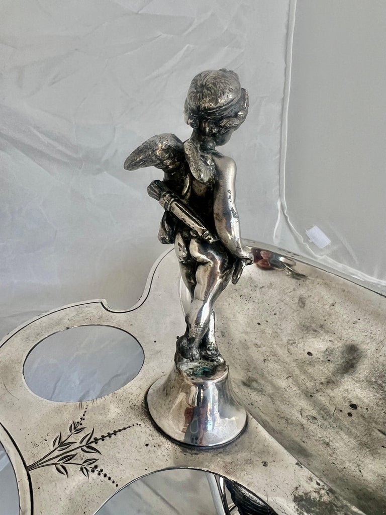 Ornate Wilcox Silverplate Serving Dish w/ Angels