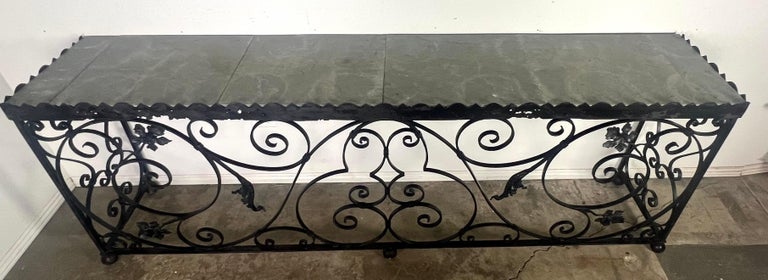 Spanish Wrought Iron Console w/ Sectioned Slated Top C. 1920