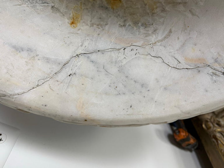 Pair of 19th Century Hand-Carved Carrara Marble Planters