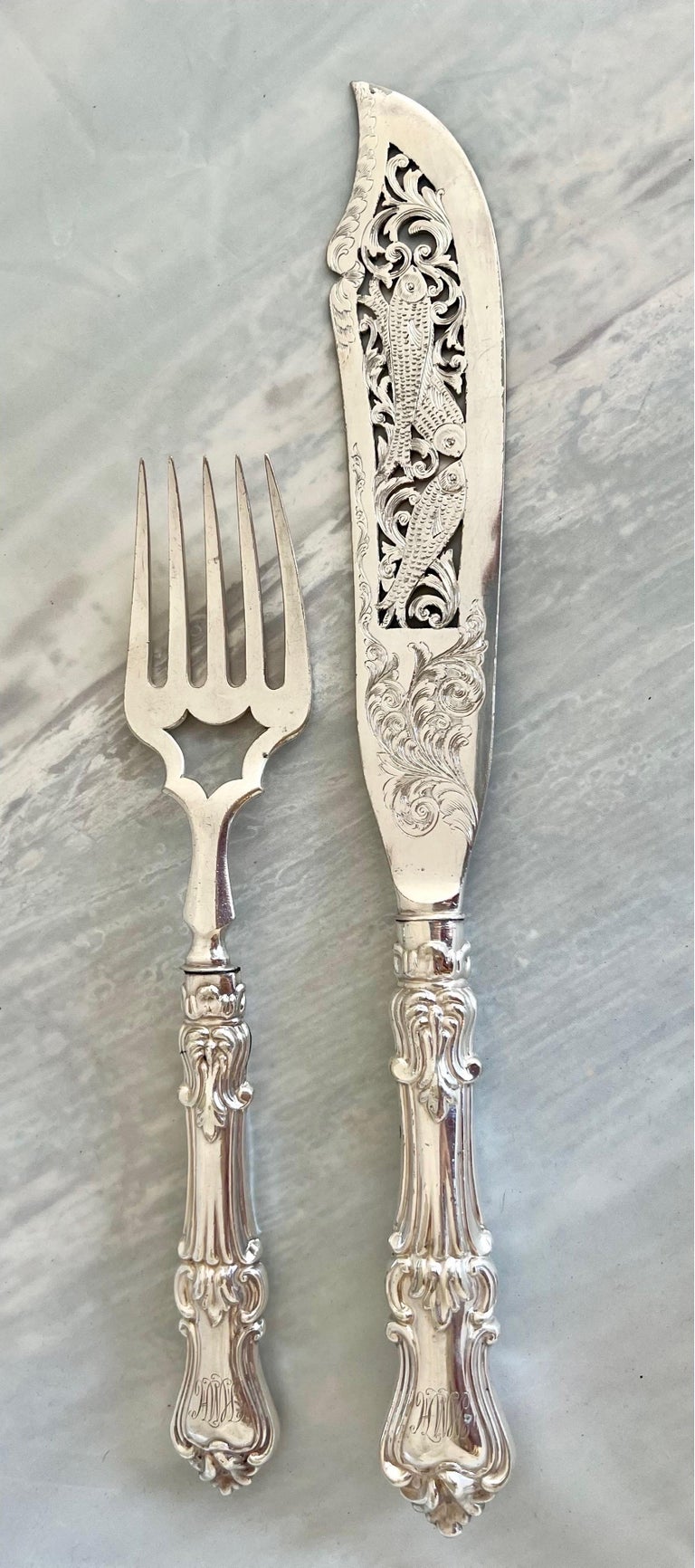 Victorian Silver Fish Serving Set-Early 20th Century