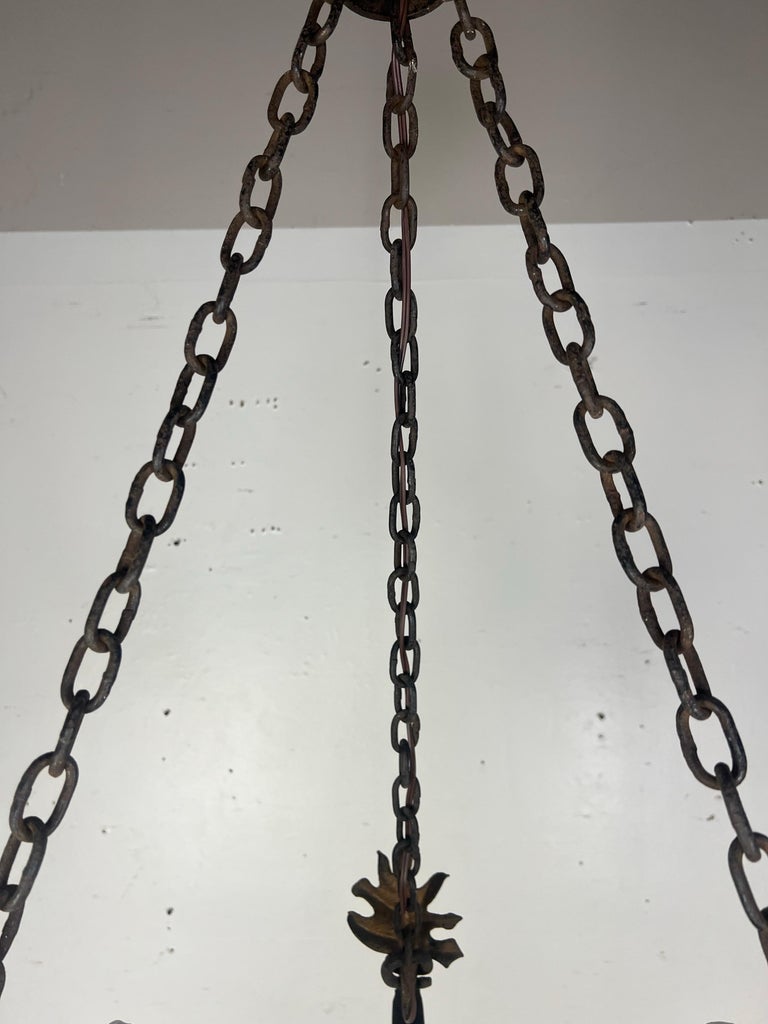 Six Light Spanish Wrought Iron Chandelier