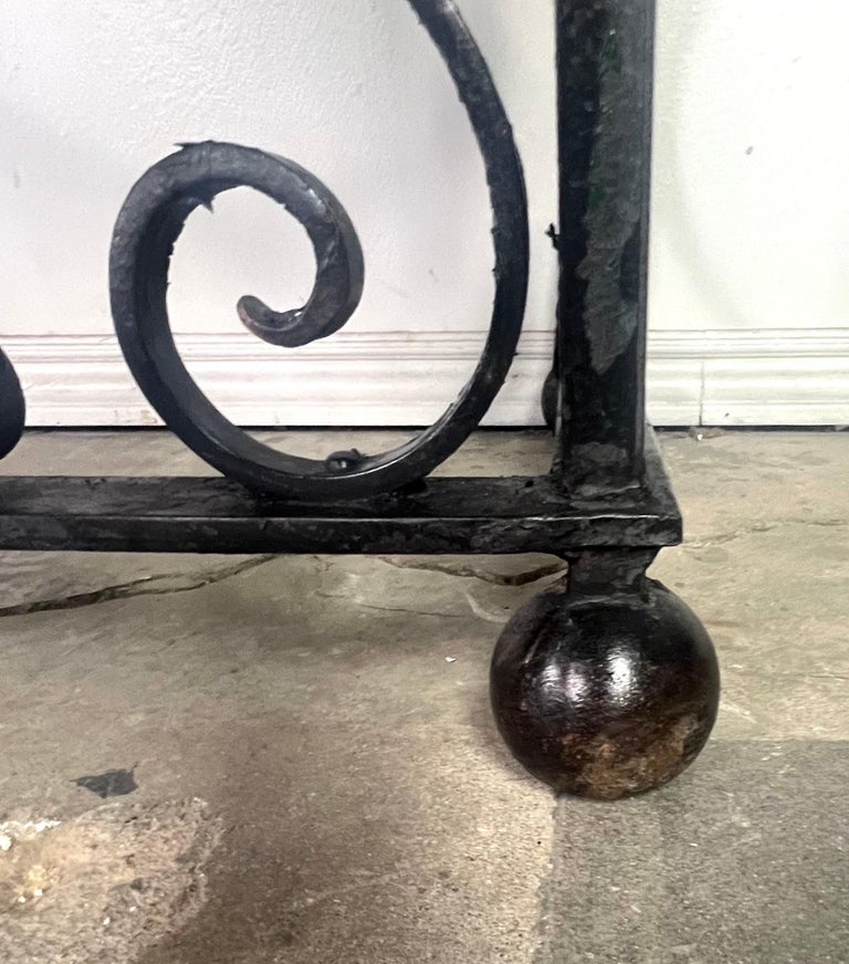 Spanish Wrought Iron Console w/ Sectioned Slated Top C. 1920