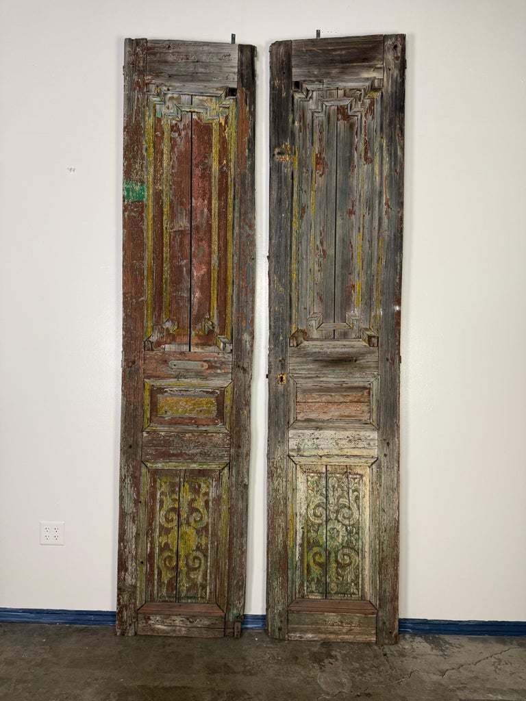 Pair of 19th C. Rustic Painted Doors