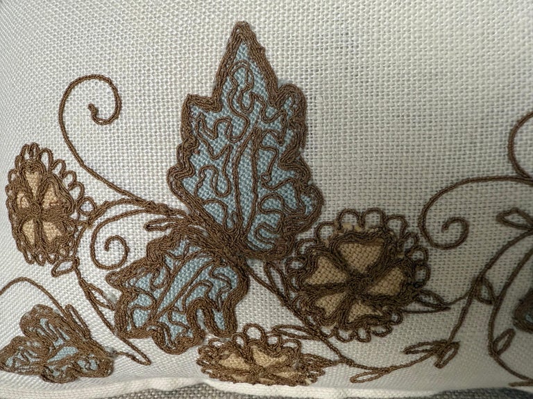 Pair of Linen Embroidered Pillows