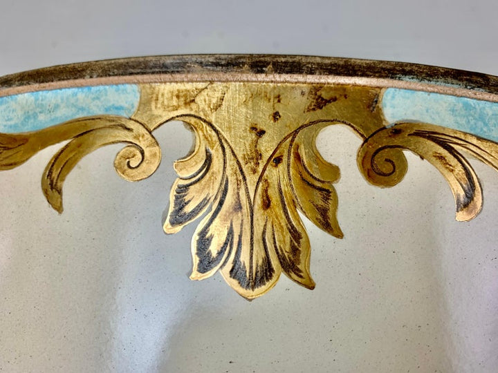 Italian Painted Column Lamps with Parchment Shades, Pair