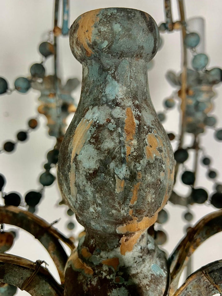 Amalfi Wood and Iron Chandelier with Wood Drops By Miamar Home
