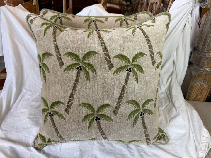 Pair of Schumacher Textile Pillows "Coconut Grove"