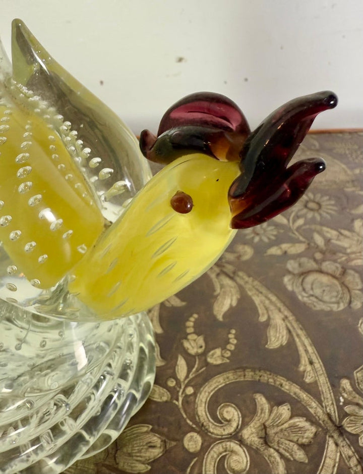 Pair of Italian Murano Roosters C. 1930's
