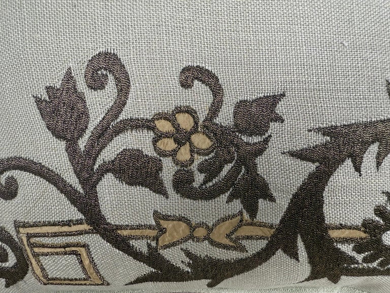 Pair of Linen Embroidered Pillows