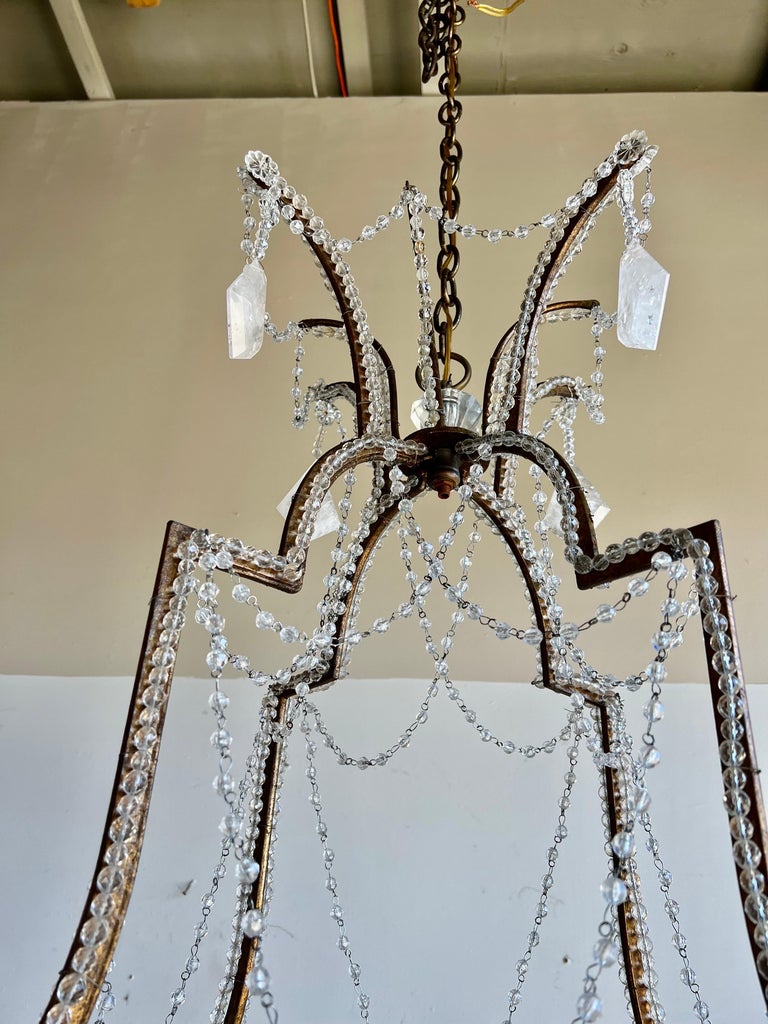 Monumental Wrought Iron & Rock Crystal Chandelier