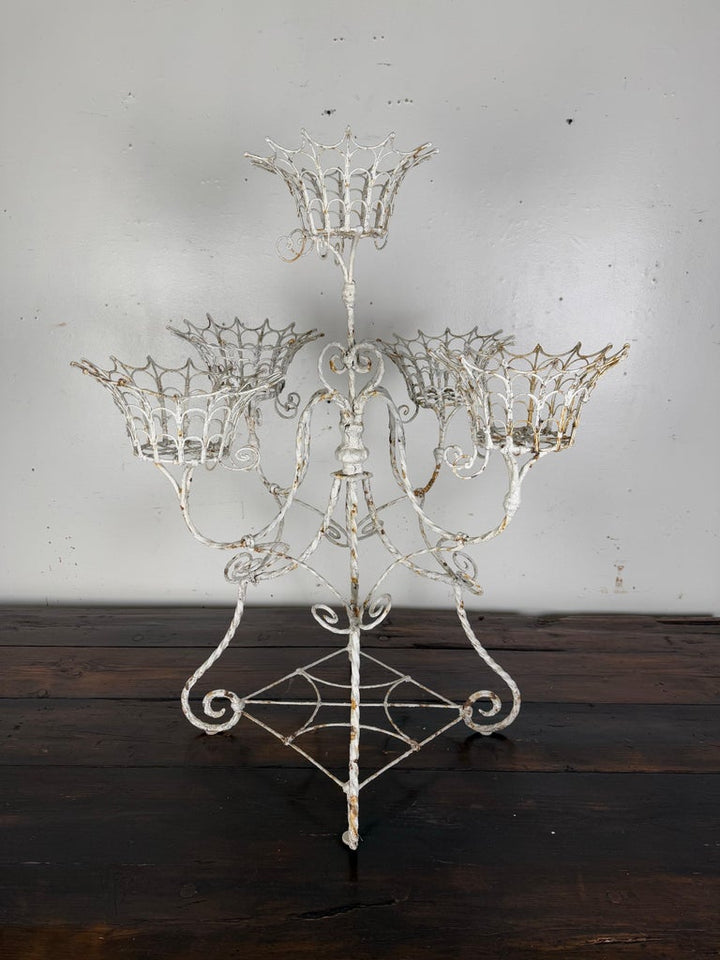 French White Painted (5) Pot Metal Planter C 1930