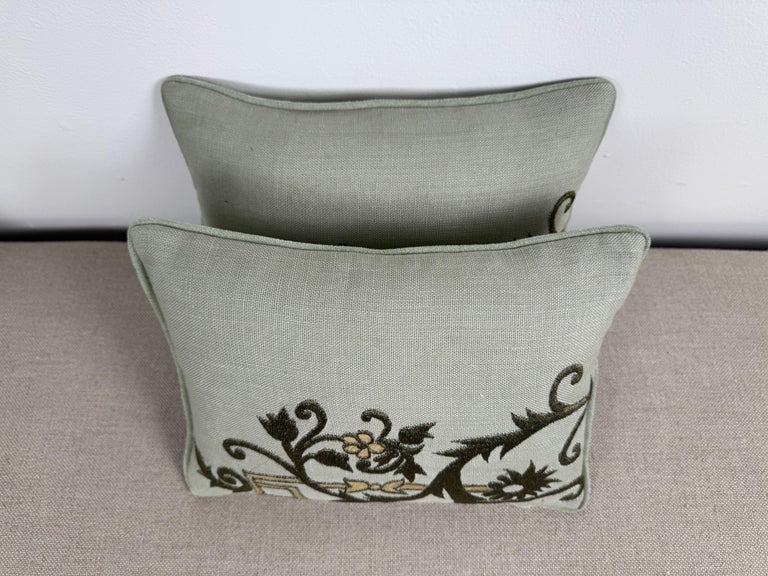 Pair of Linen Embroidered Pillows