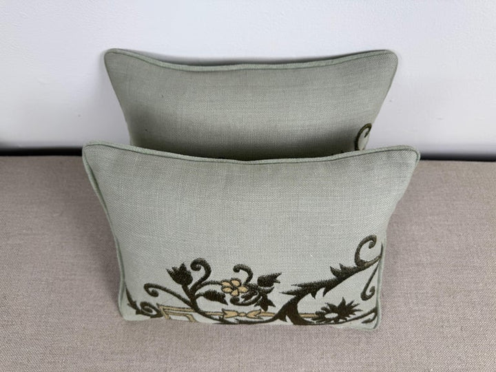 Pair of Linen Embroidered Pillows
