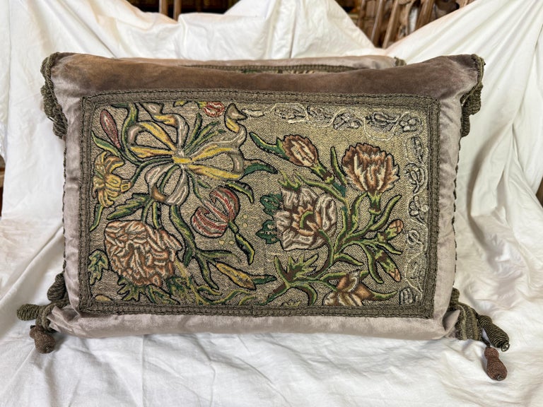 Antique Metallic Embroidered Textile Pillows